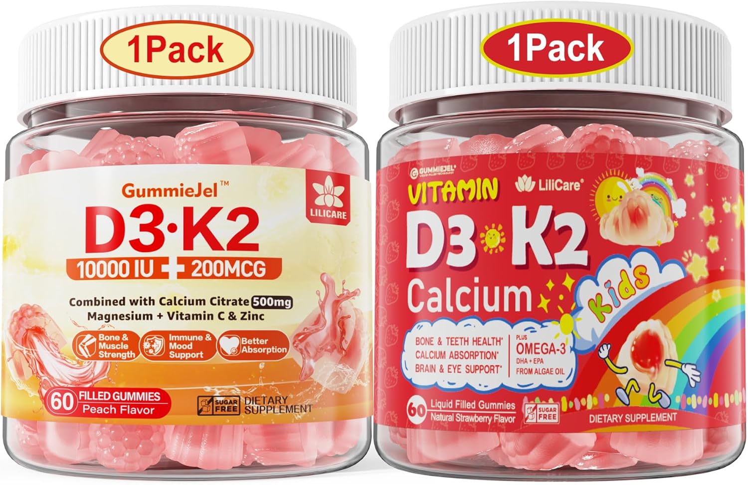 LILICARE Gomitas de Vitamina D3K2 para Niños y Adultos