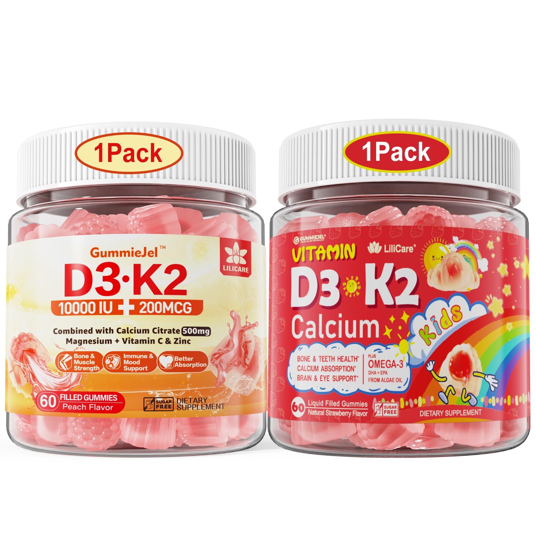 4U ディアビューティ K2プライム 3点セット Amazon.com: LILICARE Bundle Vitamin D3K2 Gummies for Kids & D3K2