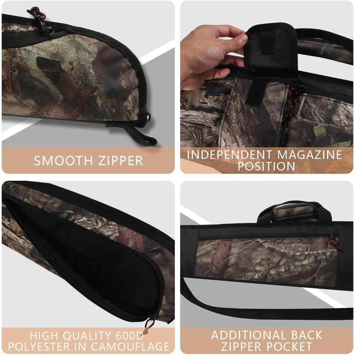 Adansonia Soft Rifle Shotgun Case 48" 52" - G-Pro Camo Long Gun Bag with Multiple Storage for Scoped Rifle Non-Scoped Shotgun