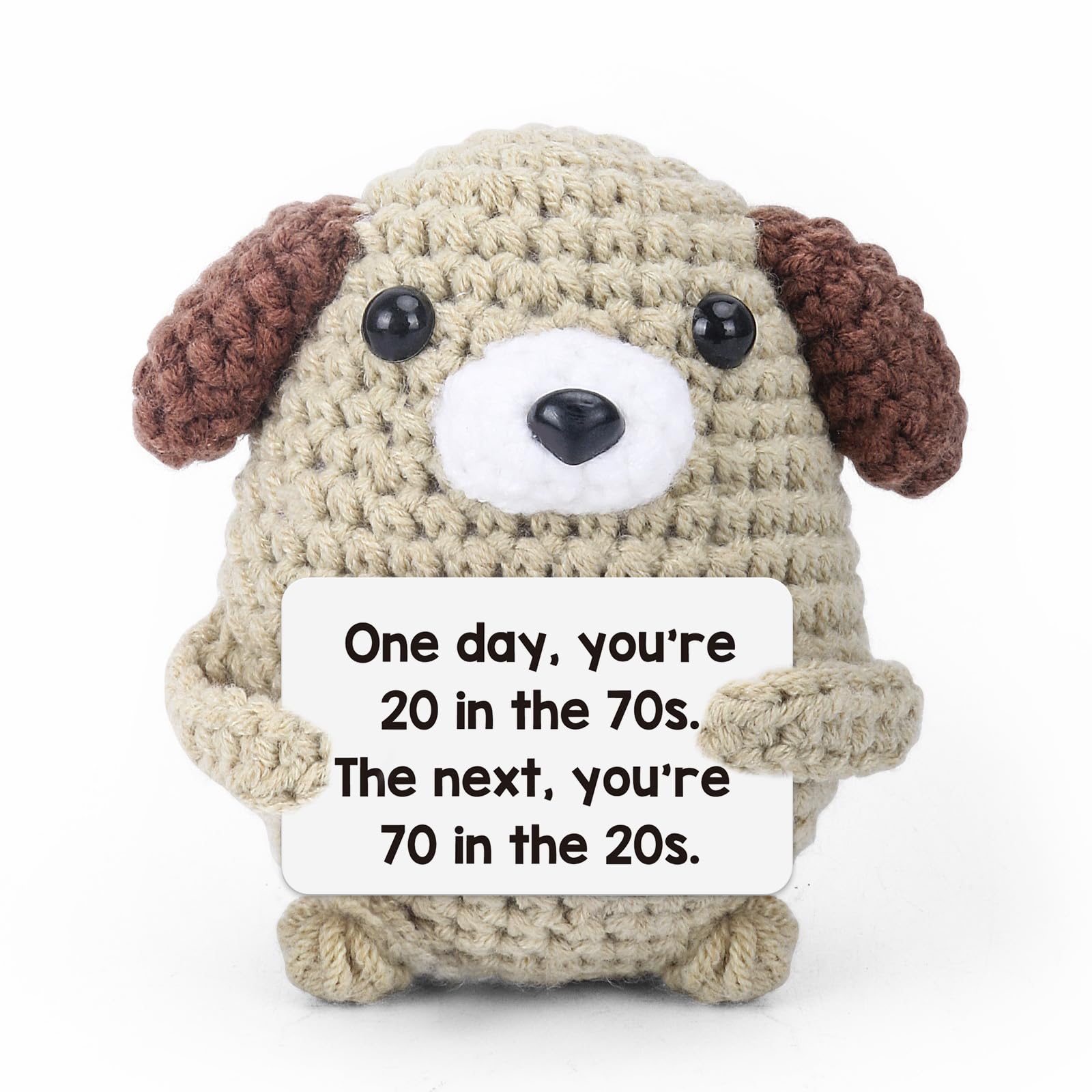70th Birthday Gift - Heartwarming Handmade Crocheted Dog Ornament with Inspirational Message(70th Birthday)