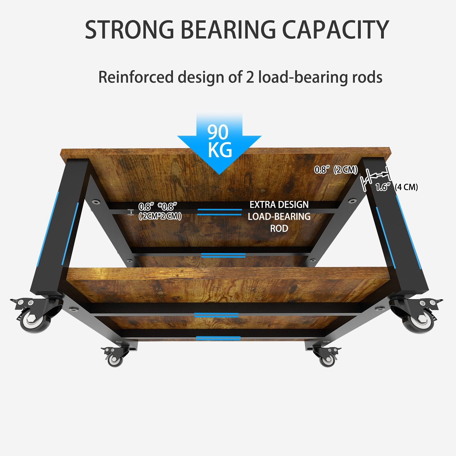 IDEALHOUSE Large Printer Stand With Power Outlets And USB Charging Ports, Mobile - View #7