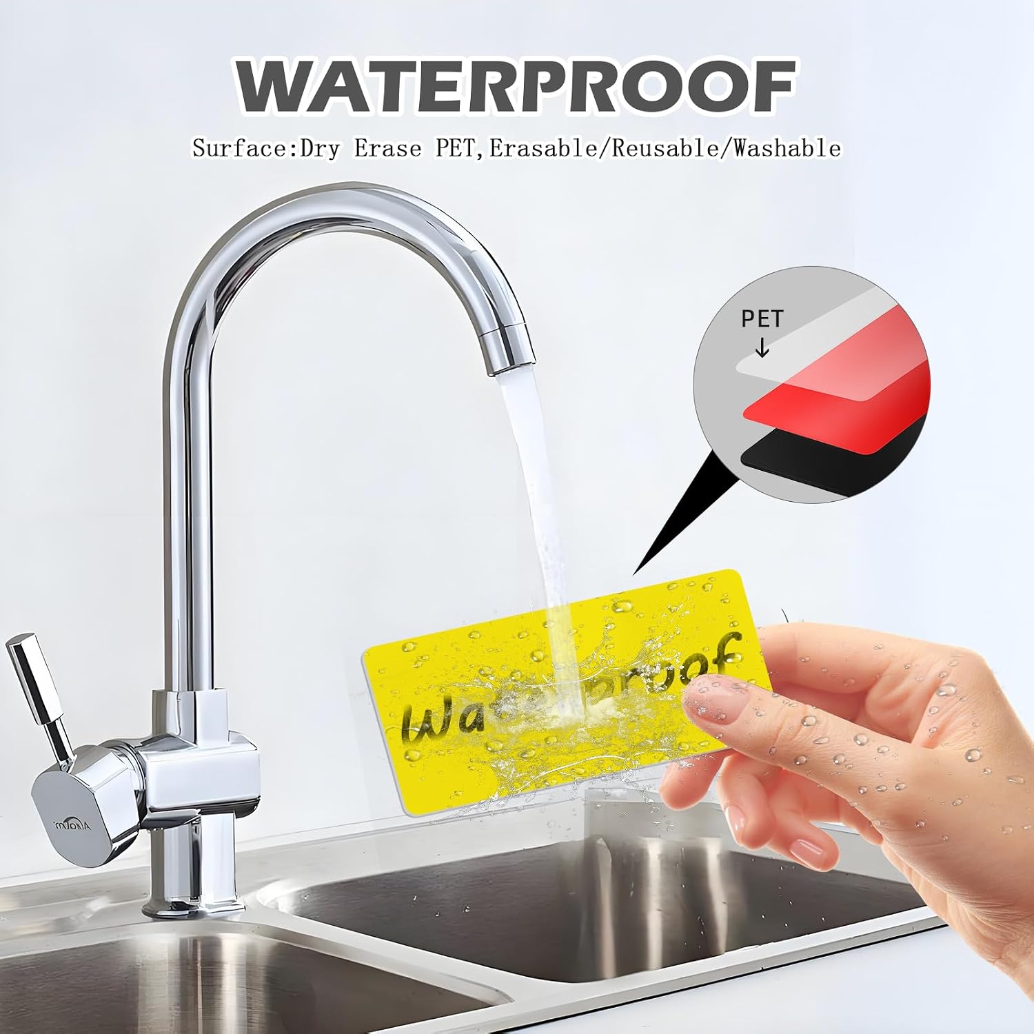 Realth Dry Erase Magnetic Labels Yellow 2'' × 4'' 40 Pcs Reusable Washable image 5