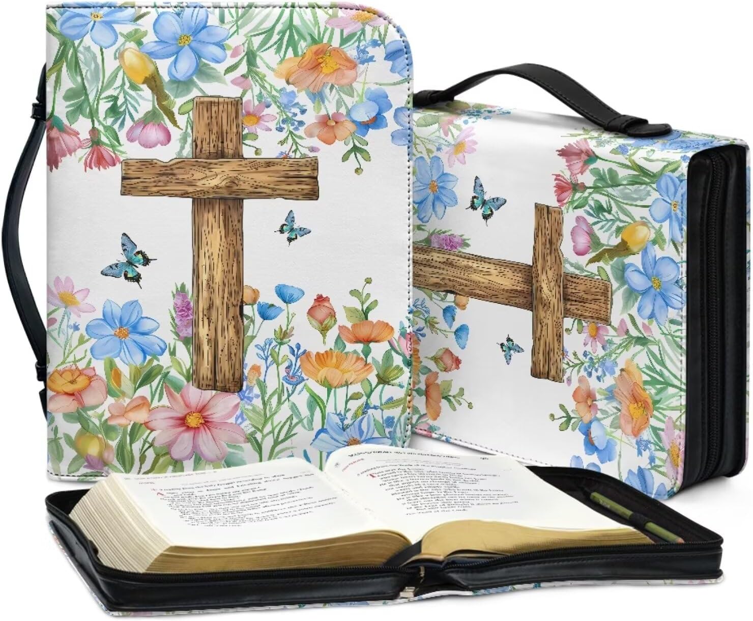 Easter Print Bible Carrying Case for Women Girls Bible Cover Carrier Carrying Organizer Bag Carrying Book Case for Bible Accessories Gift-XXL