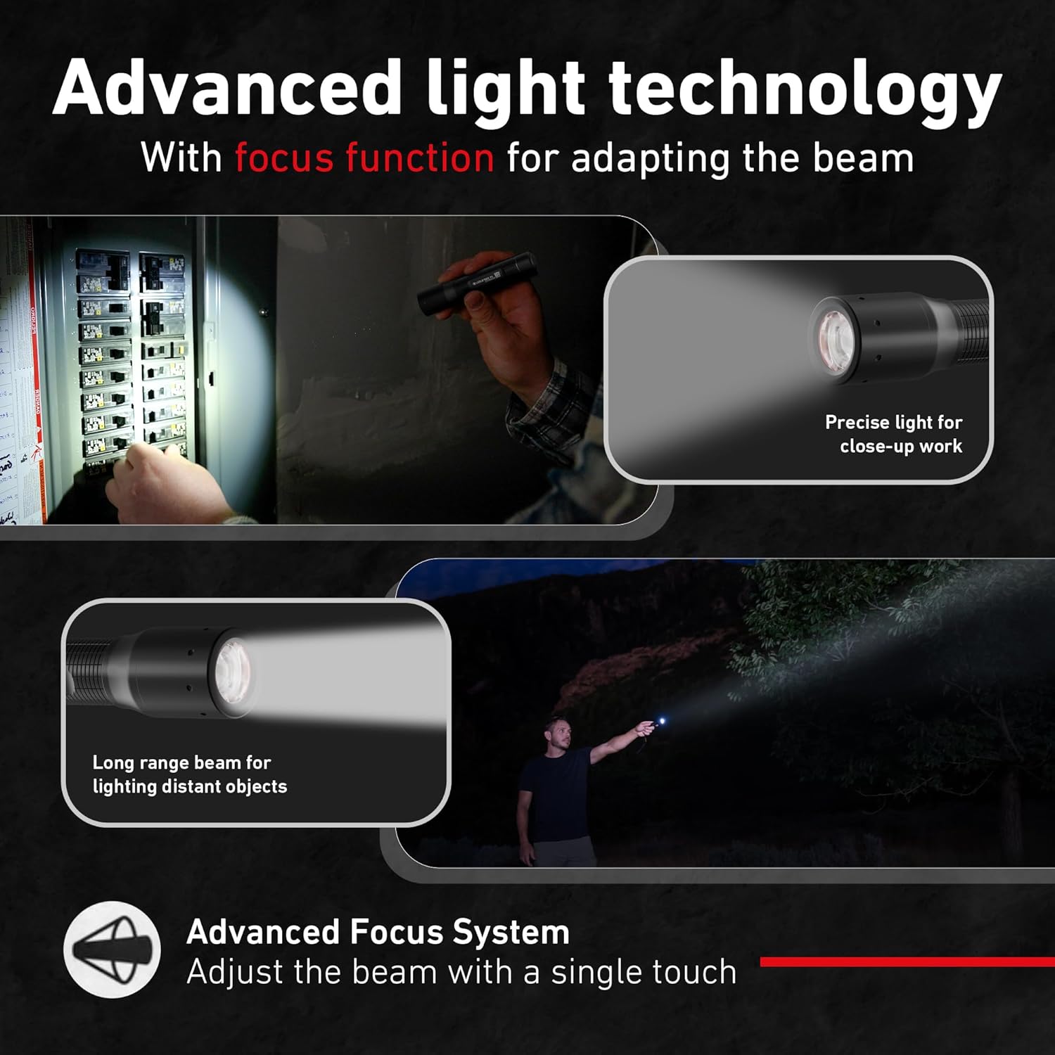 Ledlenser P3 Keychain Flashlight - Black, Aluminum, AAA Battery - LED Flashlight - Spot Beam with Patented Focus - Rapid Focus Pocket Light - for Everyday Use at Home or Outdoor