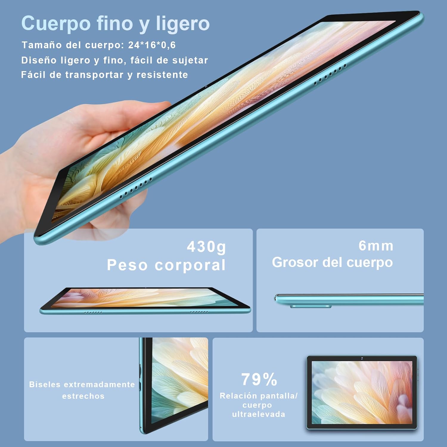 DMOAO Tablet 10 Pollici Android 12 con 4 GB RAM(8 GB Espandibili) 64 GB ROM(TF 1TB),5G WiFi, HD Tablet con Tastiera+Mouse+Custodia, Octa-Core 2.0 GHz, Bluetooth 5.0,Type-C, 6000mAh, Blu