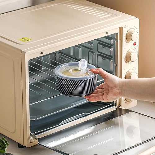 Miniatura 3 de Cuencos de cerámica con tapas recipientes de almacenamiento de alimentos aptos para microondas de 20 onzas para sopa, ensalada, cereales, sobras,