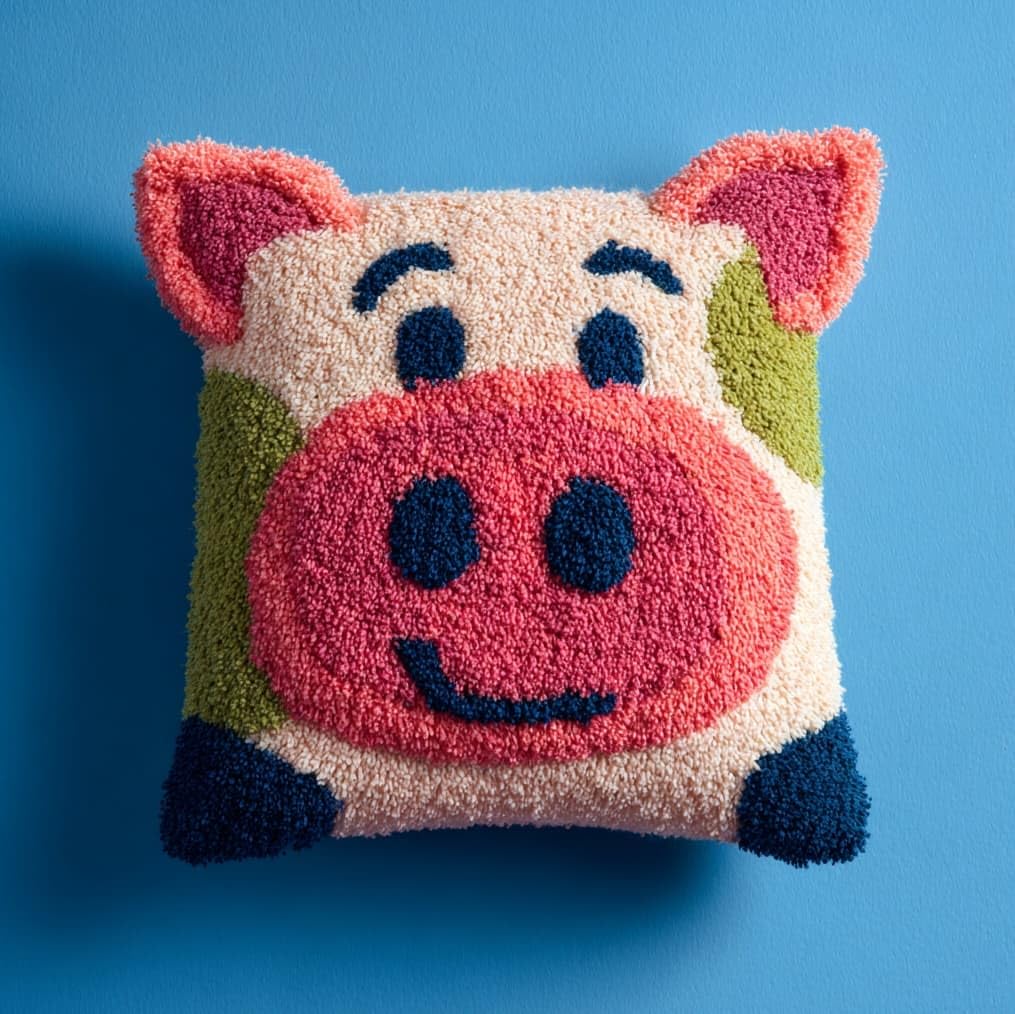 AxiangziK Latch Hook Cushion Kits for Adults,Animal Pig