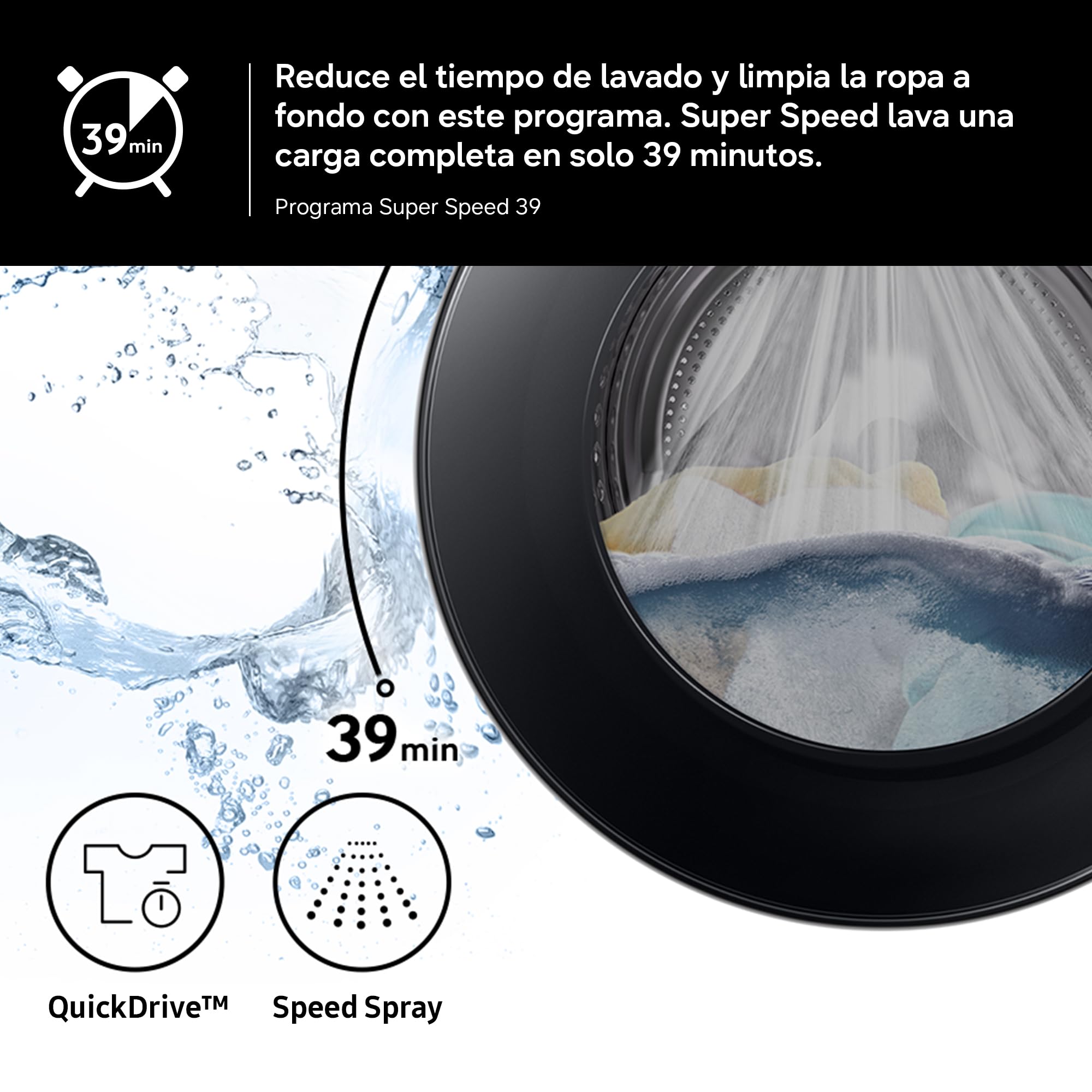 Samsung Lavadora AI con fondo reducido 8kg AI EcoBubble™ Clase A Blanca WW80FG5L32AEEC