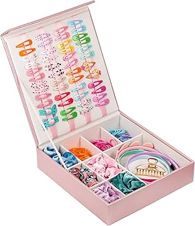 Girl's Hair Accessories Organiser, Hair Accessory Storage Box, Hair Clip Holder, Accessory Organiser, Headband Holder, Scrunchie Holder, Pink