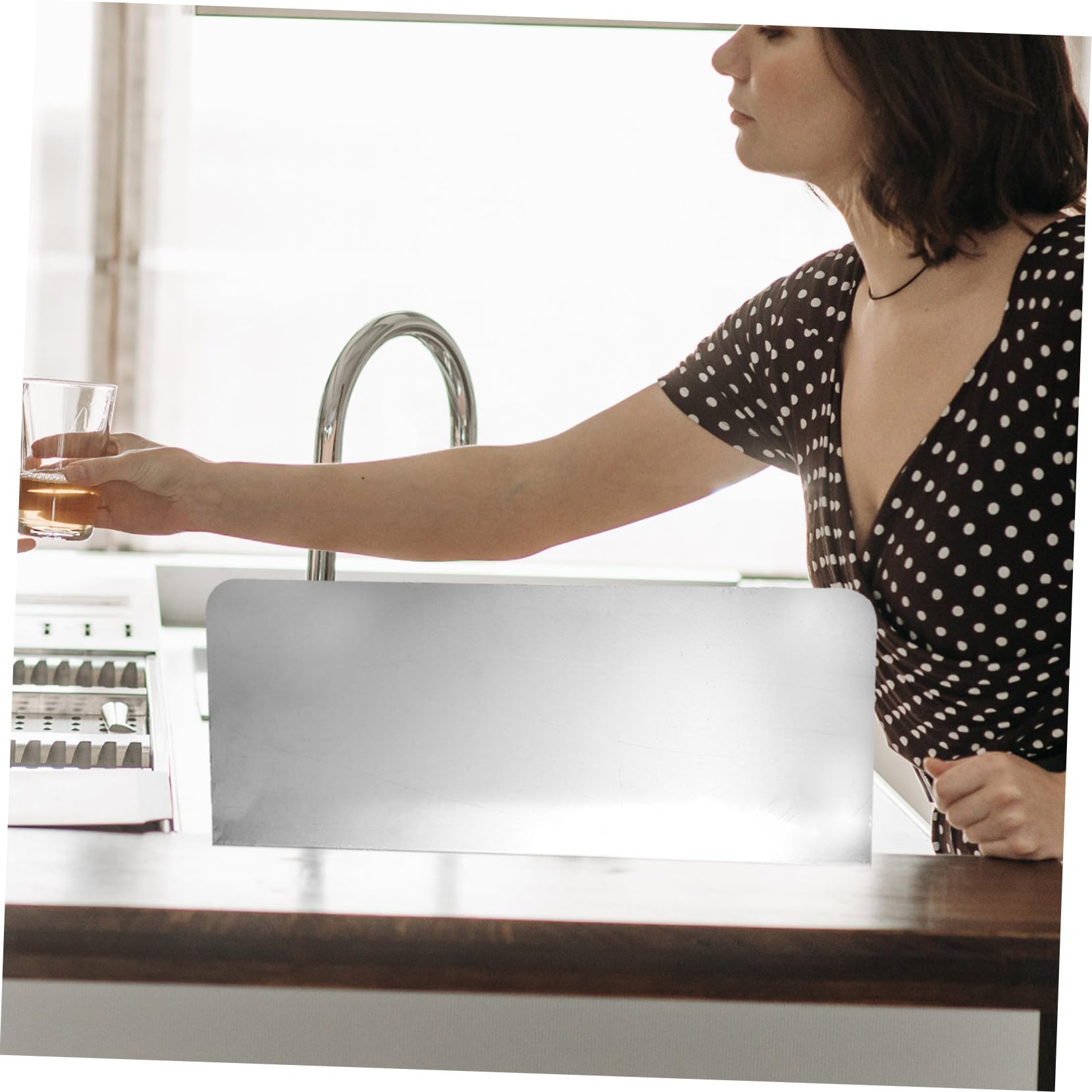 Paraspruzzi Per Lavello Da Cucina - 2 Pezzi, Acciaio Inox, Regolabile, Senza Attrezzi Per Il Montaggio - copertina