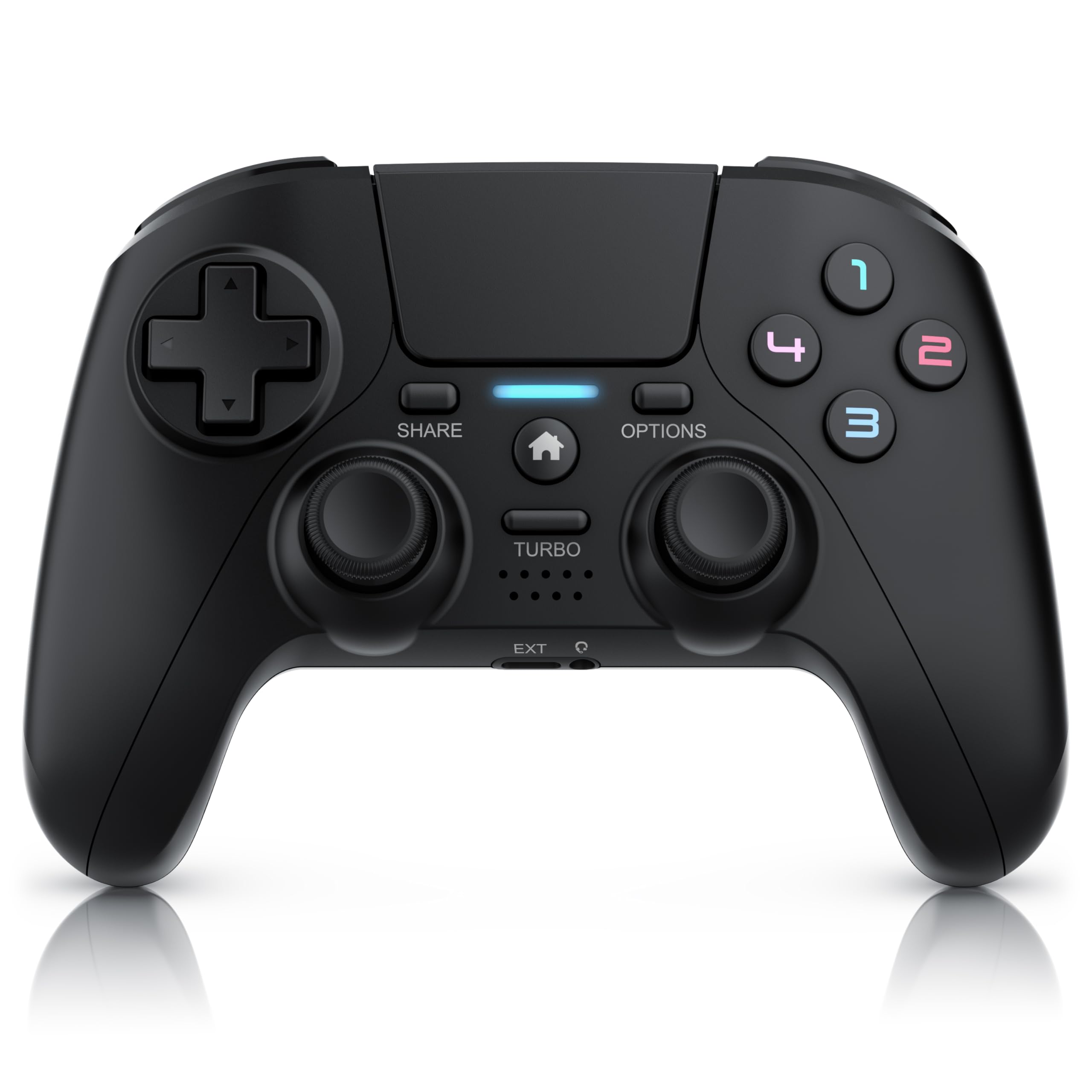 CSL - Wireless Gamepad für PC und PS4 - PC Anschluss - Wireless Controller - Dual Vibration - Headset Ausgang - Turbo Funktion - Touchpad - Share-Taste - eingebauter Lautsprecher
