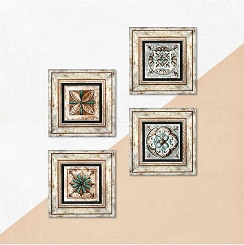 Pinecone Stone Fas Desenli Vintage, Çini Sanatı Taş Duvar Tablosu - Çerçeveli Taş Tablo - Dekoratif Duvar Sanatı - Modern Ev ve Ofis Duvar Dekoru T4-118