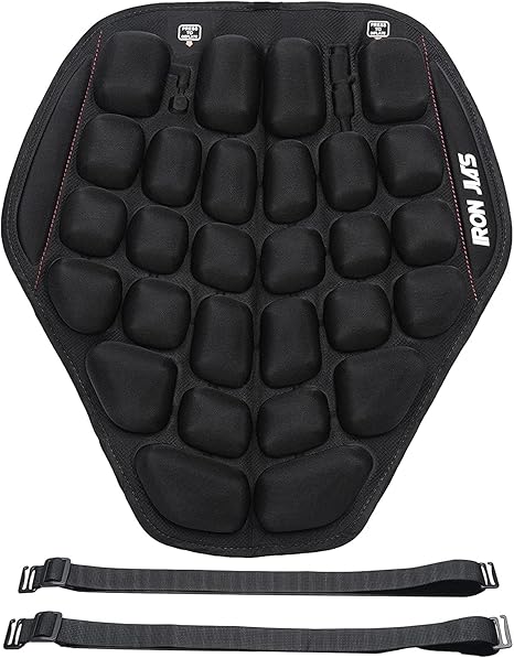 Amazon バイクシートクッション バイククッション バイクシートカバー ボタン押し膨張調節 衝撃吸収 ふんわり 通気性 エアバッグ 人間工学 尻痛み 腰痛み解消 快適なツーリング ブラック シートカバー 車 バイク