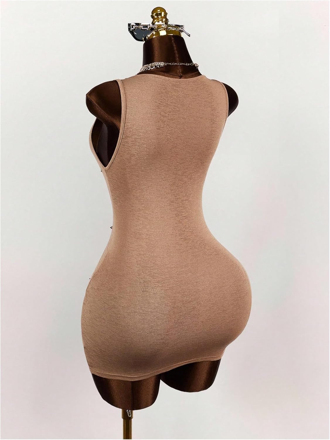 Women's Summer Letter Print Mini Tank Dress Y2k Rivet Crew Neck Bodycon Party Club Dresses Streetwear - Image 3