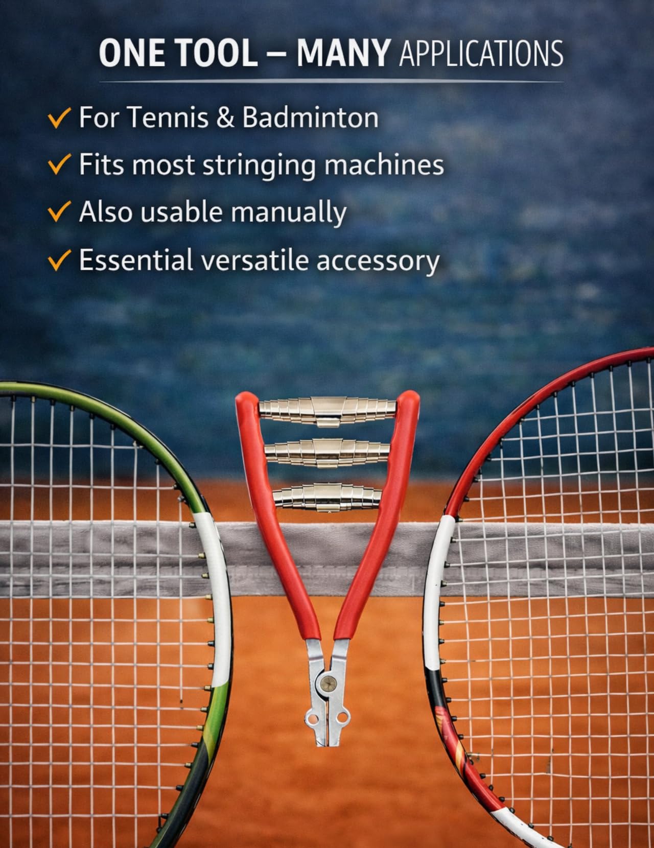 Starting Clamp Attrezzo di Copertura da Tennis Morsetto a 3 Molle per Racchette Tennis Badminton