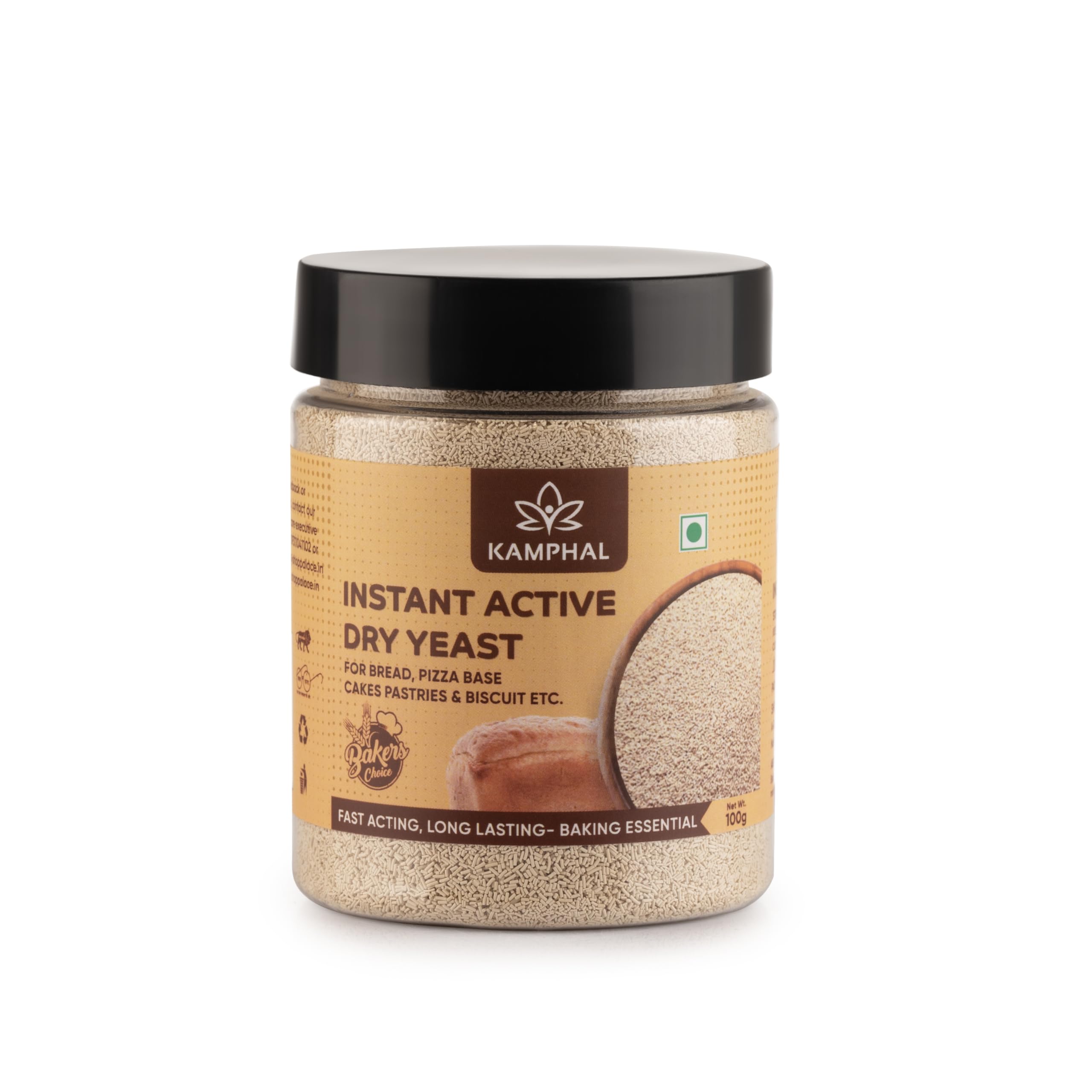 Kamphal Instant Active Dry Yeast Powder for Baking 100g | Instant Yeast for Bread Making at Home and Pizza