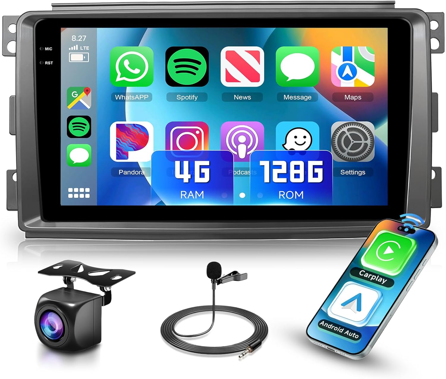 8Core 6GB+128GB Android 15 Radio for Mercedes Benz Smart Fortwo 2005-2010 Car Stereo,9-Inch 1280x800 IPS Touchscreen,Wireless Carplay/Android Auto GPS DSP 46EQ 5.1Bluetooth 5GWiFi FM/RDS SWC Camera