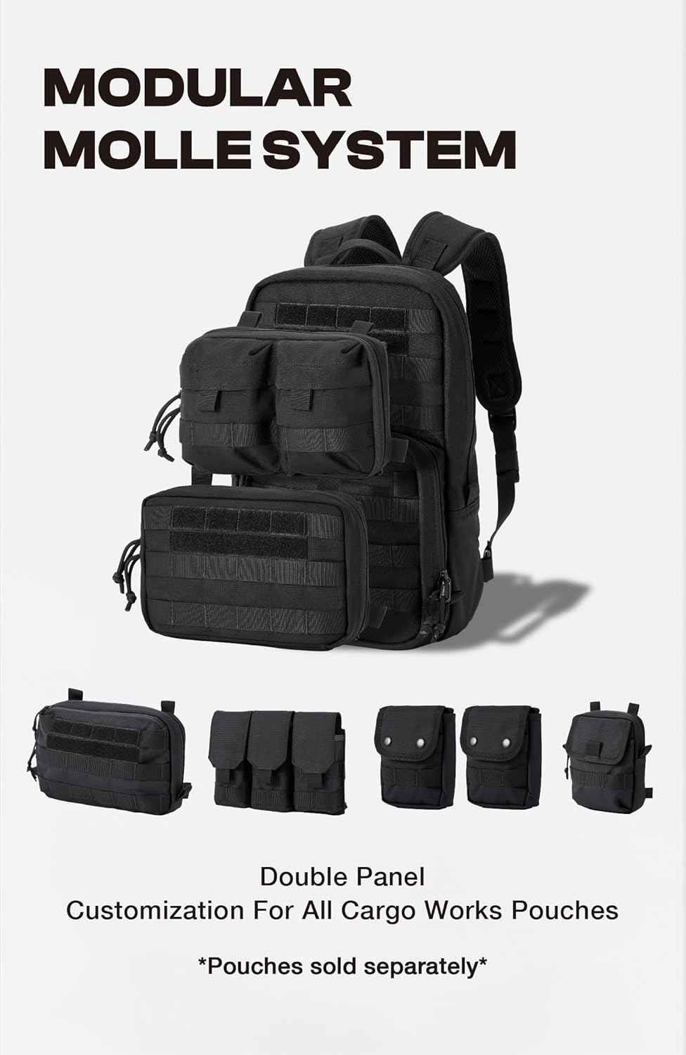 Cargo Works® 14" Black Tactical Laptop Backpack For Men, Small Backpack with MOLLE Attachments, EDC Compact Tactical Backpack - Image 5