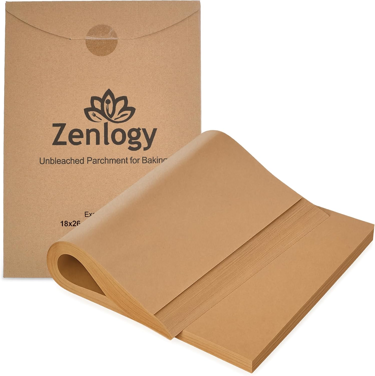 Zenlogy 18x26 (1000 Sheets) Large Unbleached Parchment Paper Liners for High Heat Baking - Exact Fit for Your Commercial Full Size Sheet Pans