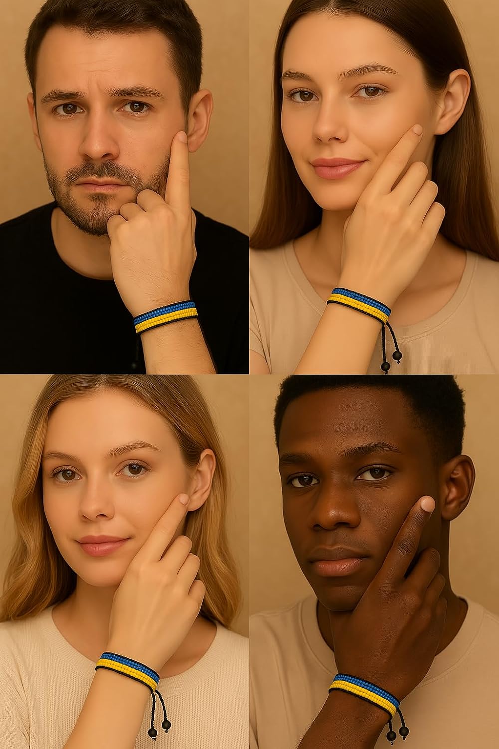 FAHARI Ukraine Flag Bracelet: Handmade, Adjustable Unisex Boho Wristband - Image 9