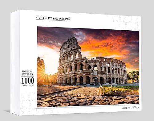 Miniatura 3 de Rompecabezas de 1000 piezas para adultos, Roma, Italia, The Coliseum at Sunriseum at Sunrise, impresión transparente entrelazada perfecta de madera