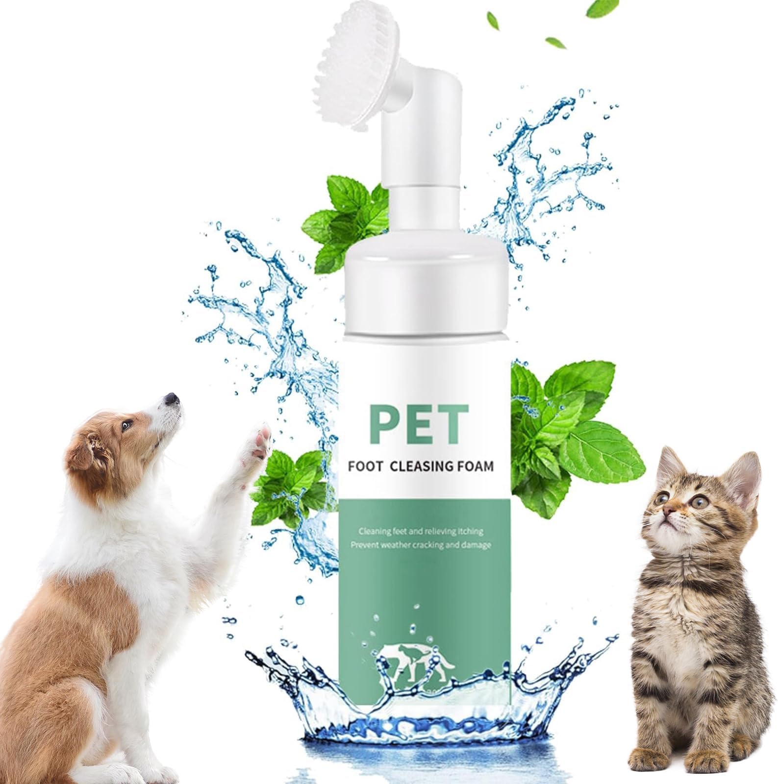 Dymeist Washing Foam for Dog Paws Paw Cleaner for Dogs, Paw Cleaner Foam without Conditioner with Foot Cleaning Silicone Brush, Pet Foot Cleaning Foam, Dogs Cats Paw Care Accessories Paw Clean(02)