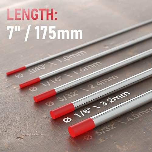 Miniatura 113 de YESWELDER - Electrodo de tungsteno para soldadura TIG, ceriado al 2%, de 1/16 x 7 pulgadas (gris, WC20/EWCe-2), paquete de 10