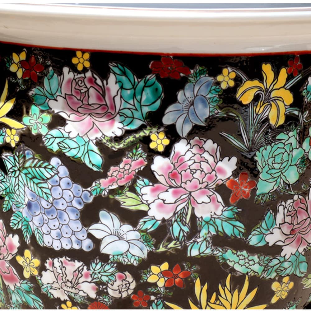 Doniczka ogrodowa Chinoiserie, ręcznie malowana, bardzo duża, pastelowa, ceramiczna, do użytku wewnątrz i na zewnątrz,B-21 cm