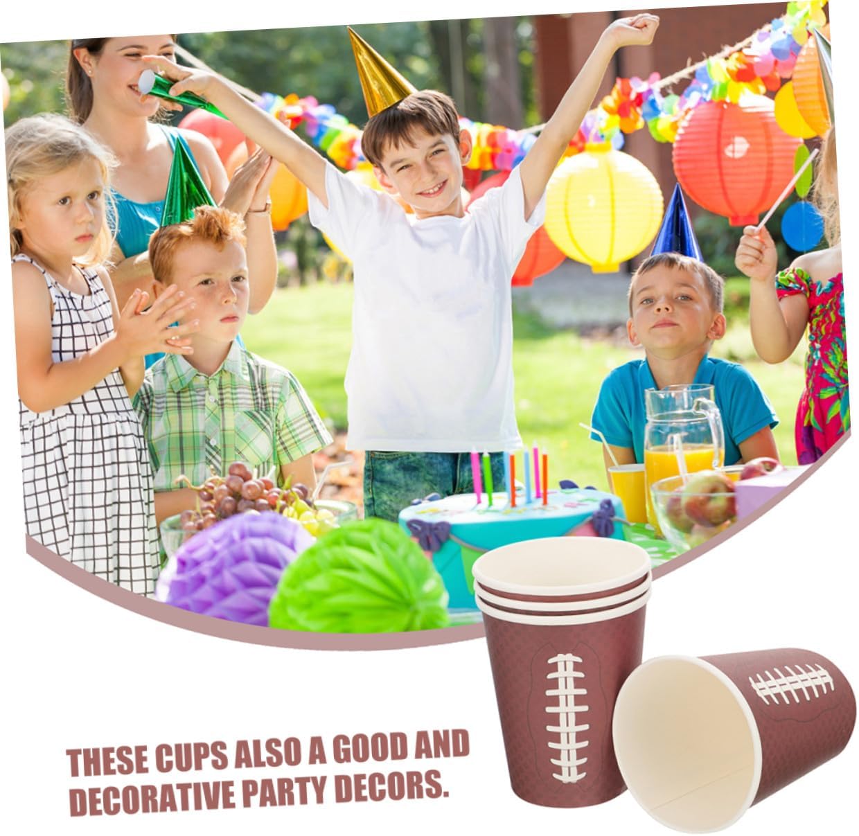 48pcs Rugby Themed Paper Cups Thickened Disposable Coffee and Juice Drinking Cups for Sports Events Birthday Parties Tailgating