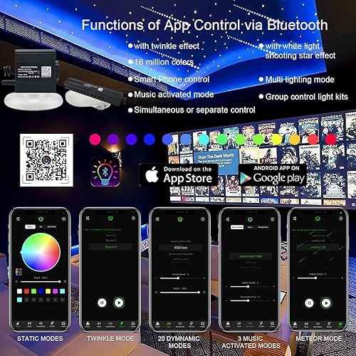 Vista 17 de AKEPO Luces de fibra óptica parpadeantes de 16 W RGBW APP de tamaño pequeño, 300 unidades activadas por música, 0.03 pulgadas, 9.8 pies/9.8 ft, kit