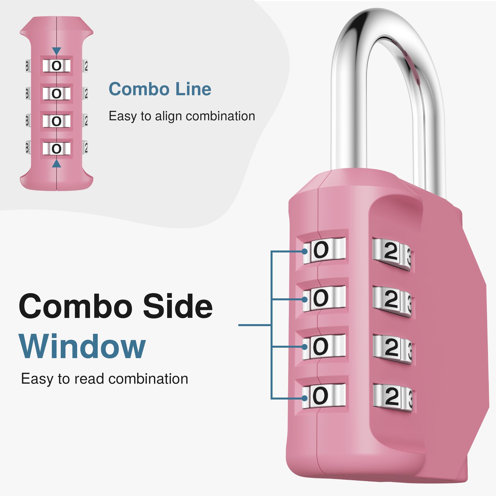 Puroma 4-Digit Pink Rose Combination Lock - Secure Padlock -3