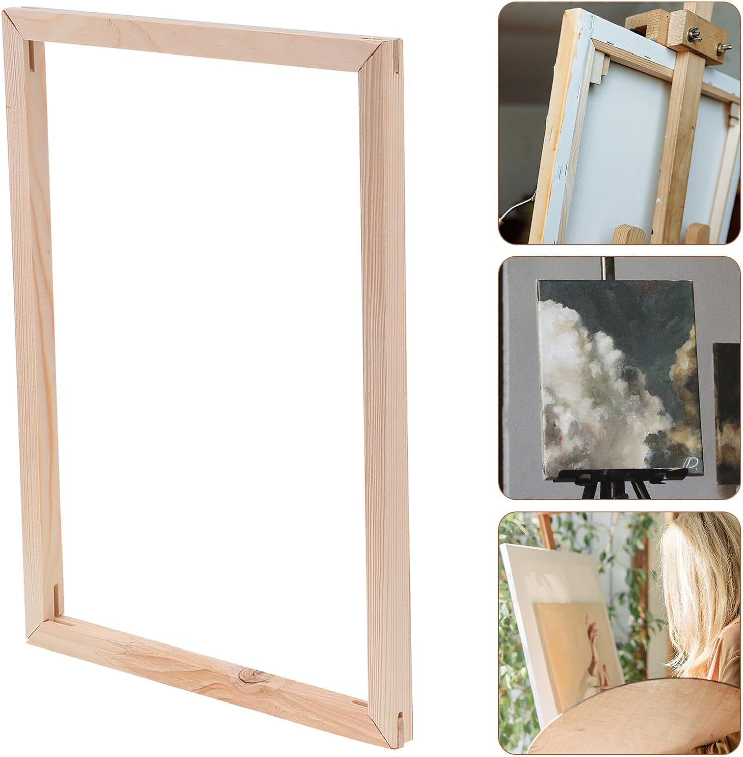 Wood Frame for Canvas Painting DIY 30x40cm, Beige Set
