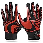 SPOMAT Pro 2.0 Youth Football Gloves Kids and Adult Tacky Grip Receiver Gloves for Men and Women, Vitality Red Adult M
