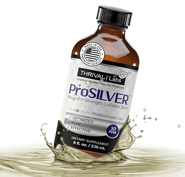 ProSILVER Black Label Pure Colloidal Silver Liquid 30 PPM Maximum Strength for Immune Support Bioactive Vegan, Gluten Free, GMO Free 8oz Glass Bottle