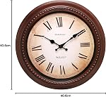 Kiera Grace Horloge murale, 16 Inch, Brushed Dark Brown Horloges murales Batterie exploitée, Silent Vintage Roman Numeral Farmhouse Décor pour salon, cuisine, salle de bains