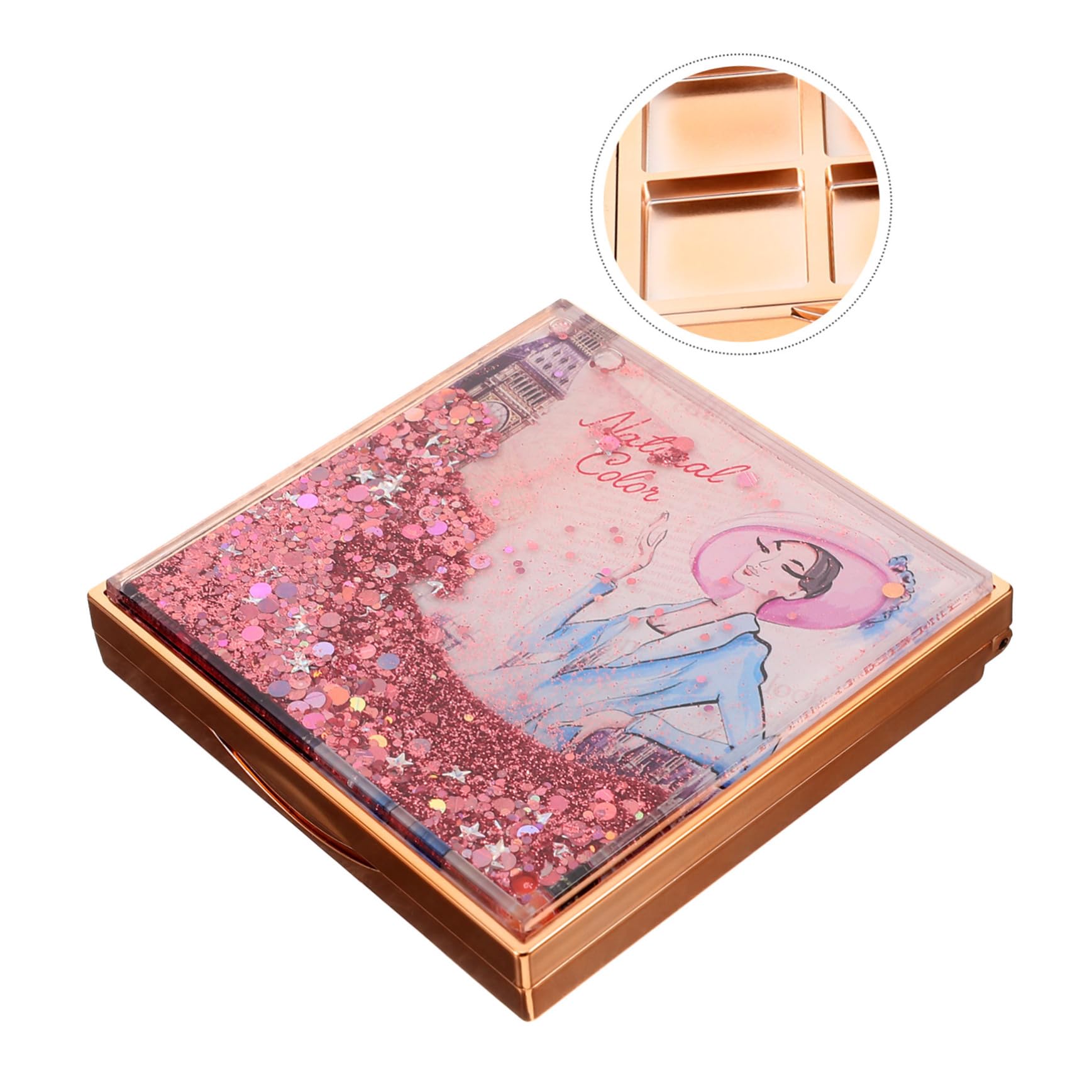 Healvian 5pezzi Palette Ombretti Vuota Con Scomparti Scatola Per Ombretti Design Sequins Quicksand Per Organizzazione Make-up e Viaggi e Leopardo