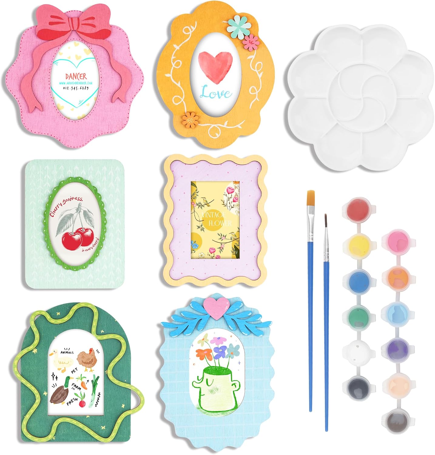 Temlum Wooden Picture Frames Painting Kit, Unfinished Wood Crafts DIY Picture Frame Kit Paint You Own Photo Frame Easy Crafts for Adults
