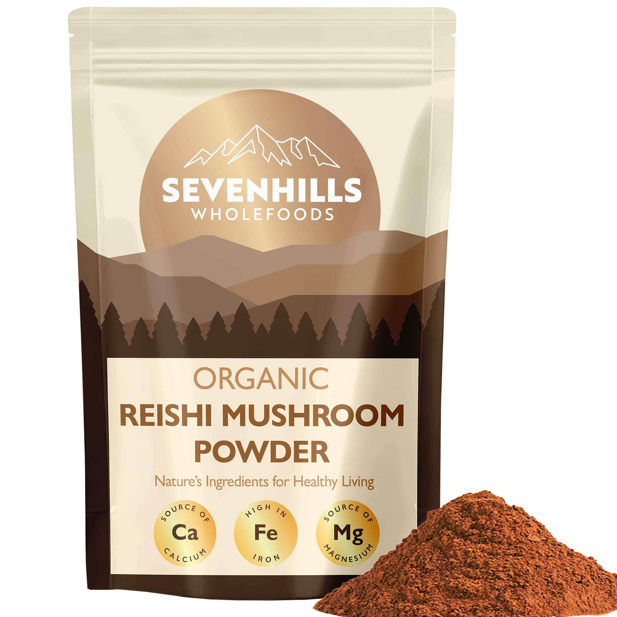 Sevenhills Wholefoods Organic Reishi Mushroom Powder 200g | 100% Fruiting Body | Ganoderma Lucidum | triterpenoids, polysaccharides and peptidoglycans | Vegan, Kosher