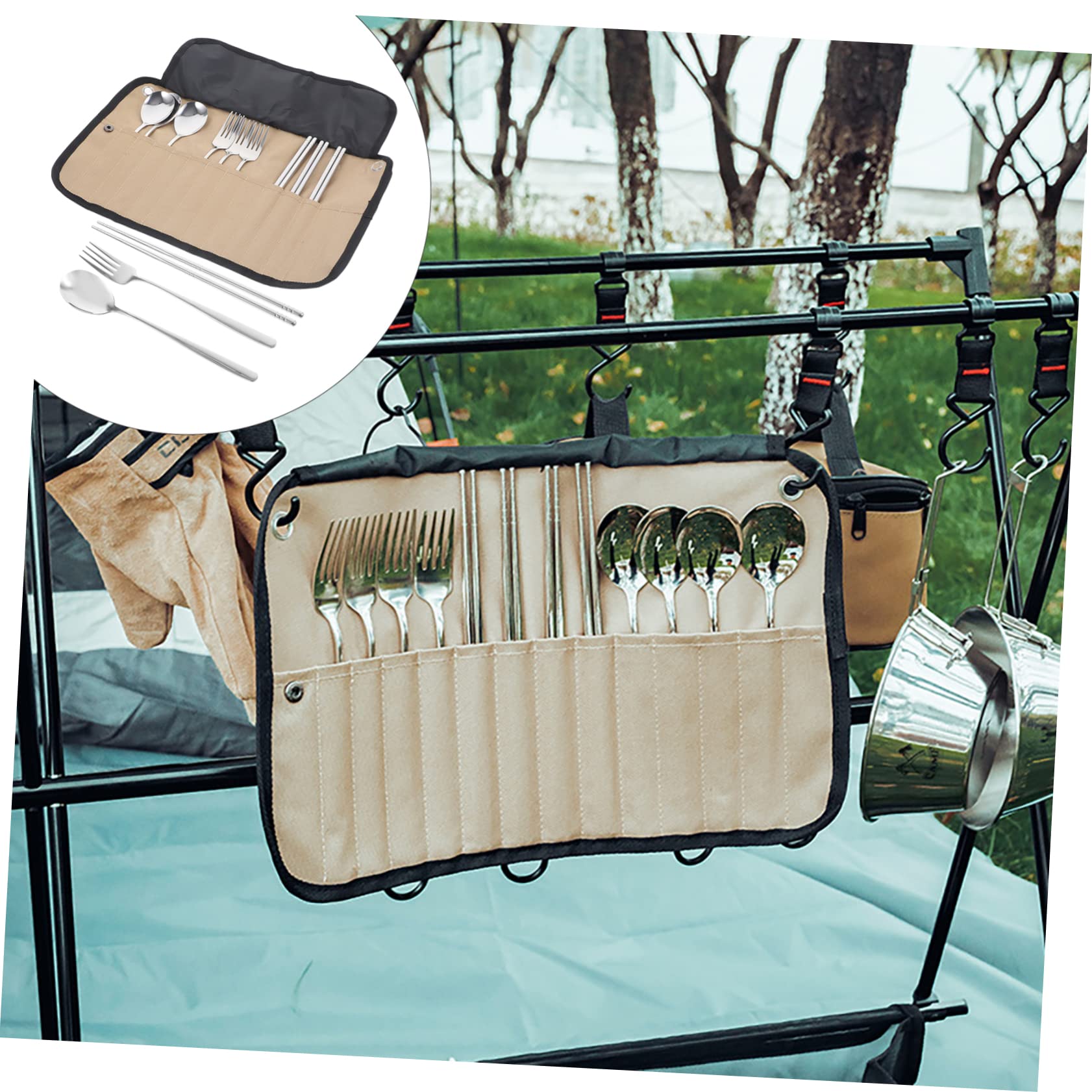 UPKOCH Posat Campeggio in Nylon Custodia Arrotolabile Utensili Per Picnic e Barbecue Facil Trasportare Riporre