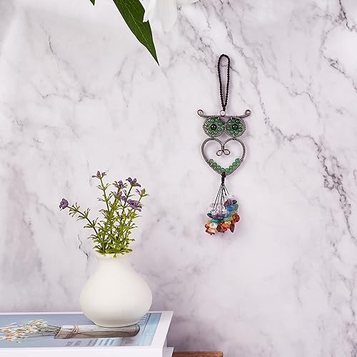 Miniatura 3 de Accesorios para el automóvil, colgante de árbol de la vida con forma de búho, árbol de la vida, espejo retrovisor colgante para decoración