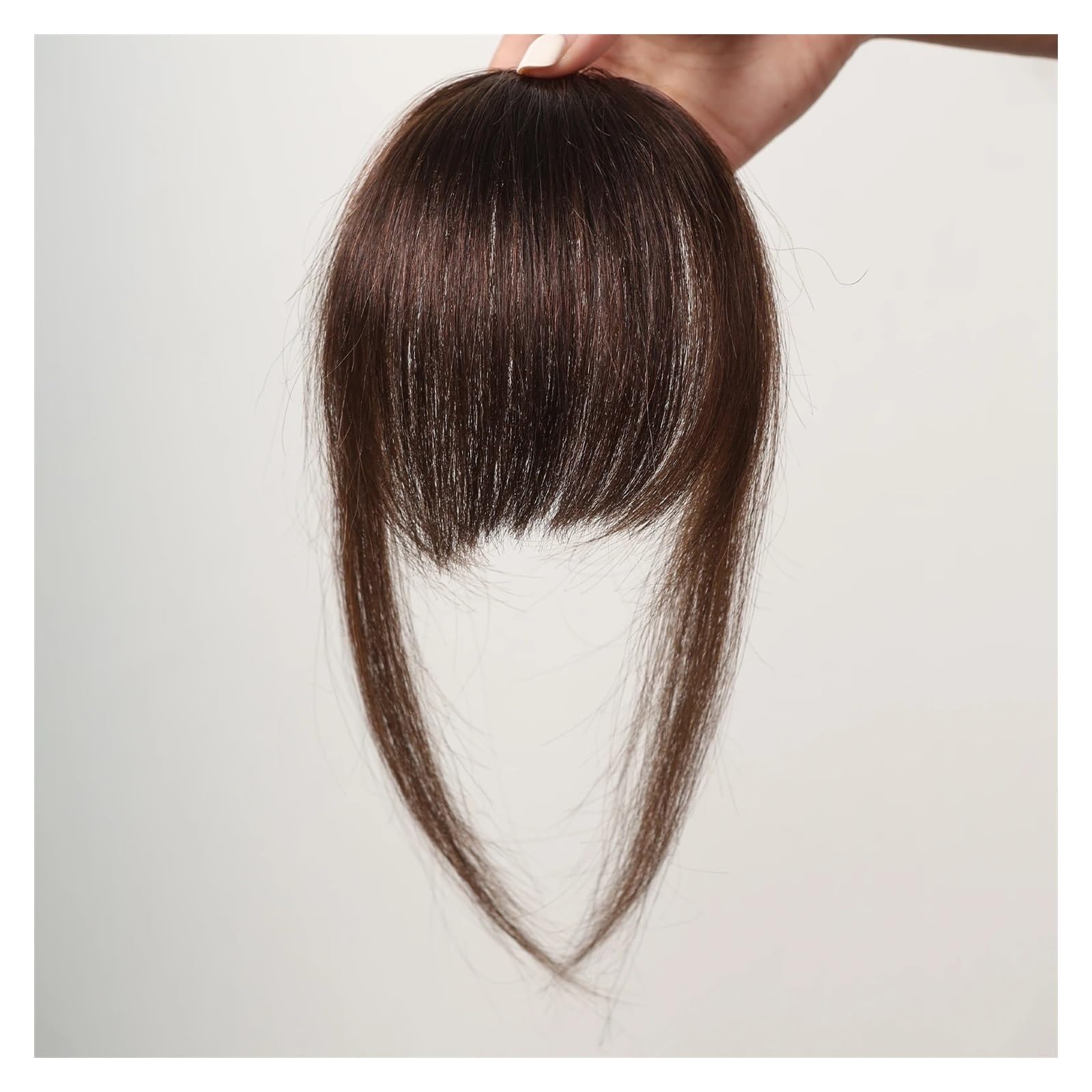 Frangia Clip Capelli Frangia di capelli umani al 100% Clip for capelli con frangia marrone naturale in frangia con tempie Parrucchino for donna Clip su Air Bang, 4,5 pollici Frangetta Finta(HLH1004-2)