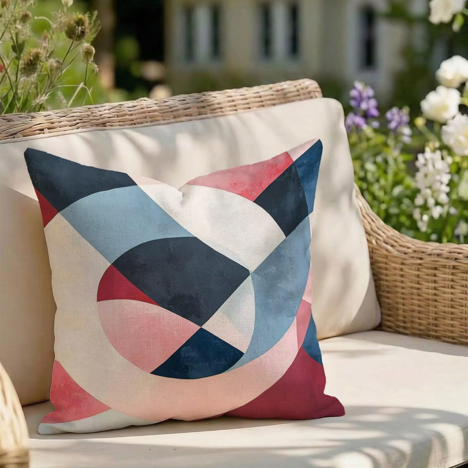 Taie oreiller 80x80 cm lin impermeable grand coussin deco pour salon de jardin