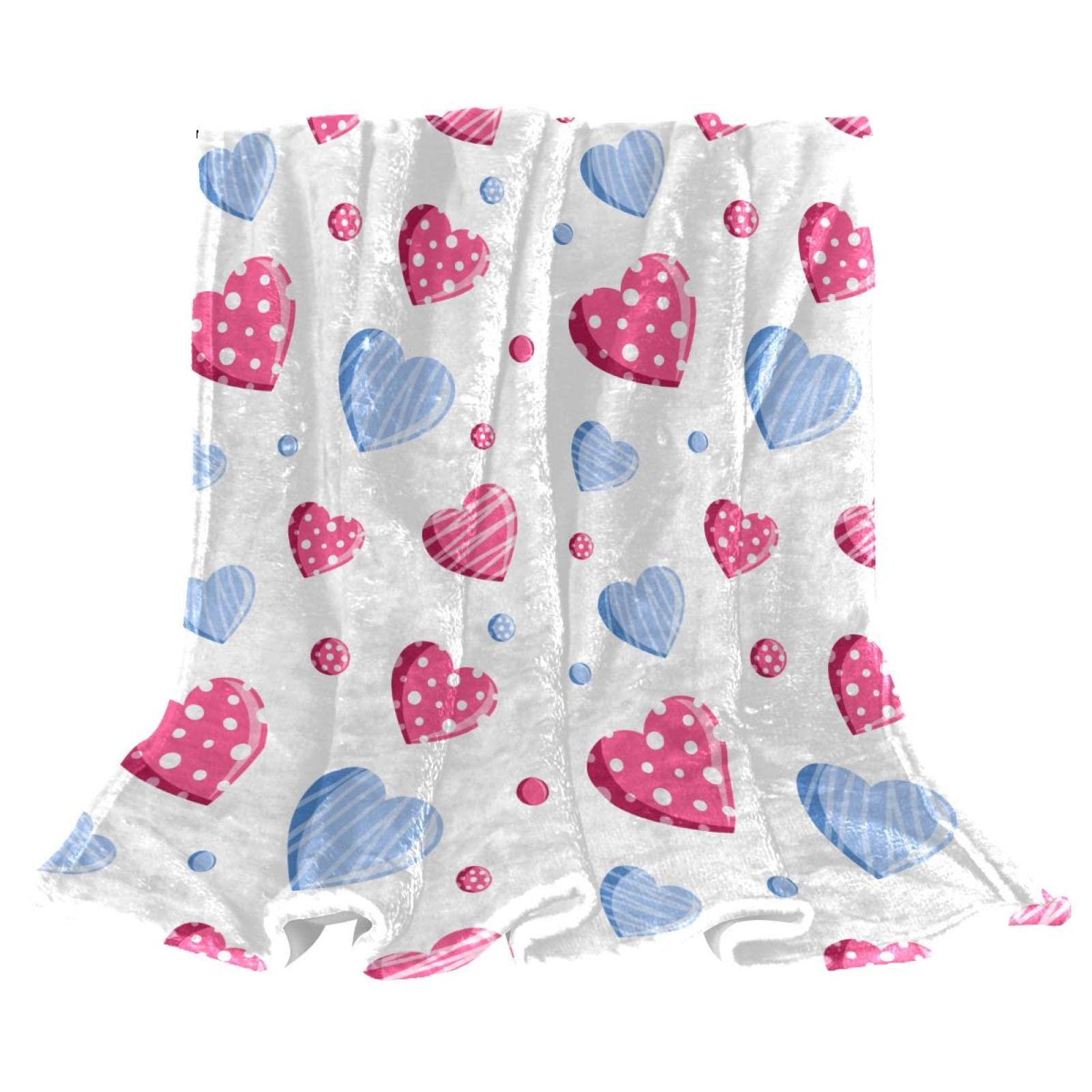 Couverture polaire de literie Saint Valentin motif cœur à pois doux