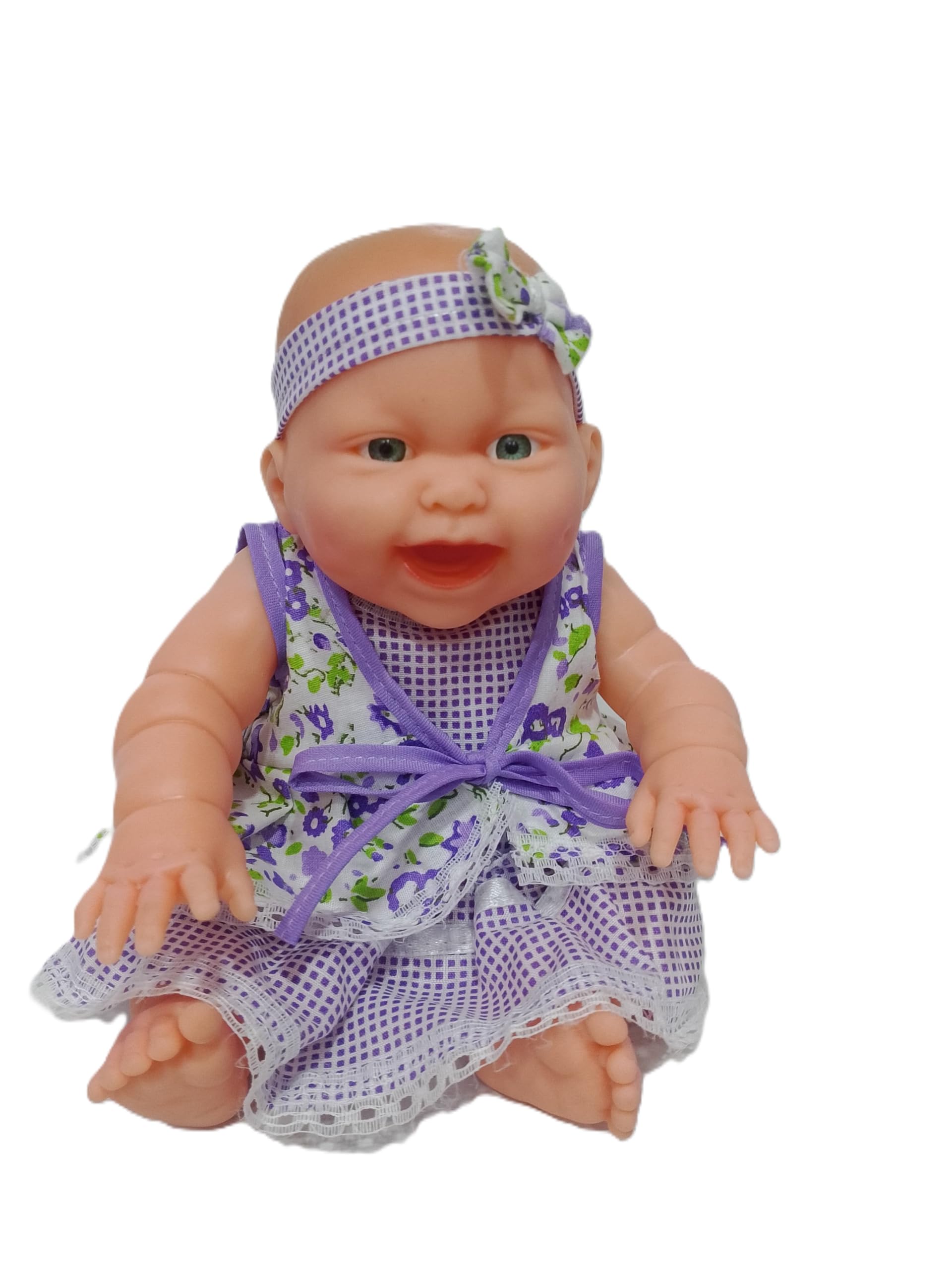 Pink Floral Frock Dress Baby Doll with Rotatable Arms & Legs, Full Vinyl Body - 25 cm Tall, 17 cm Seated, Realistic Lifelike Baby Doll for Girls and Boys, Perfect for Doll House Play Set (B0D9YCGL4Q) Amazon Price History, Amazon Price Tracker
