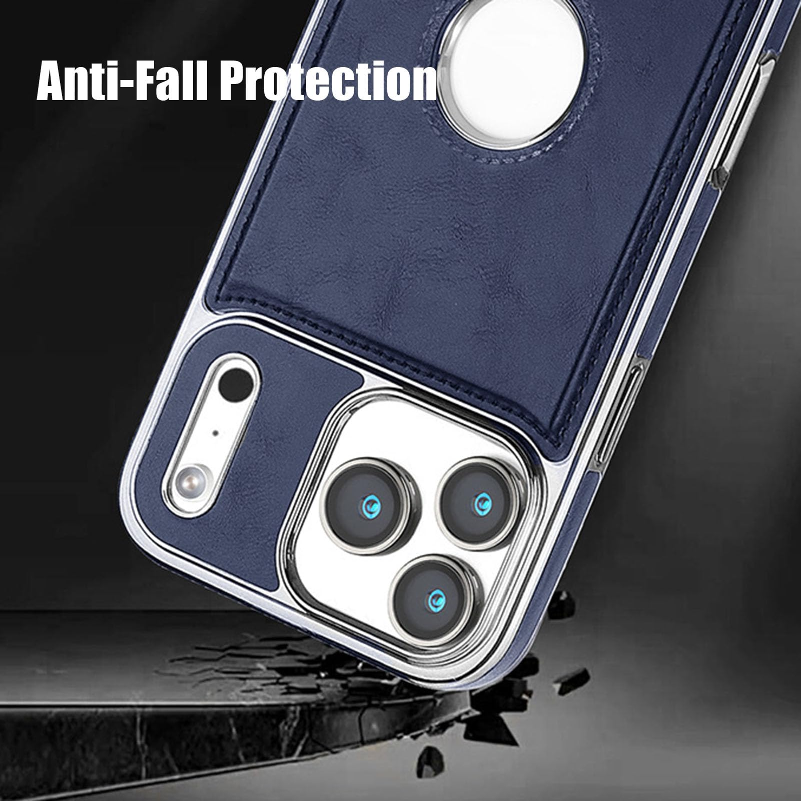 Skórzane etui do iPhone 17 Pro Max / 17 Pro / Air/17, wizualne logo, ochrona przed odgromami, silikonowe, miękkie krawędzie, etui ochronne, czarne, Air