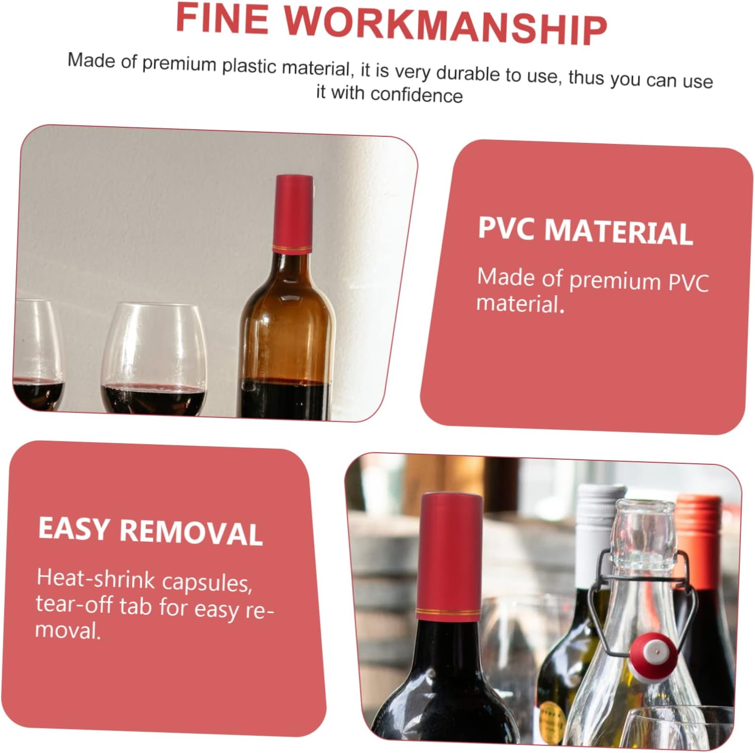 Unomor 300pcs Wine Bottle Shrink Caps Heating Shrink Cover for Bottling Elegant Stopper for Sophisticated Wine Presentation Easy to Apply Seal Fits Standard Bottles