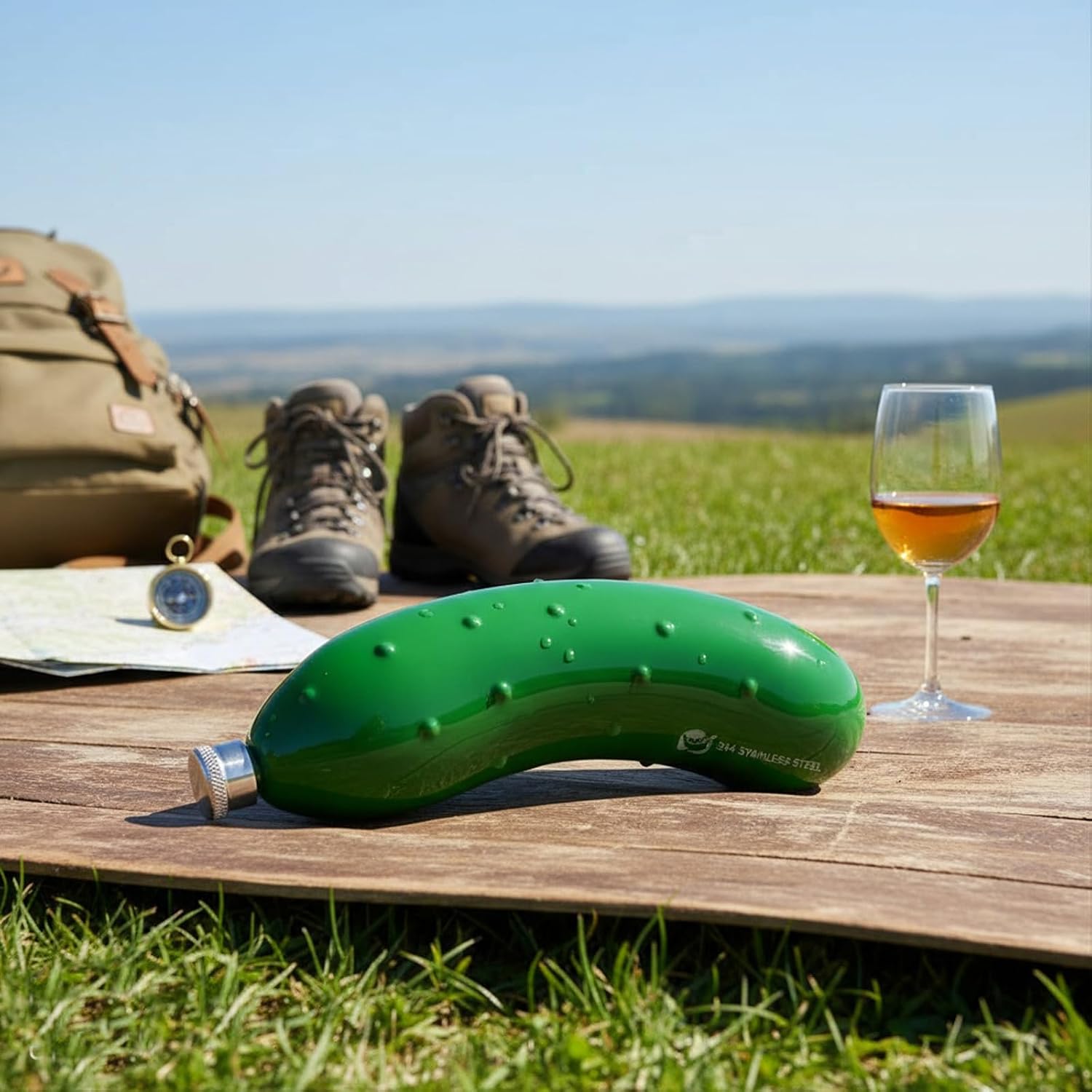Cucumber Shaped Stainless Steel Hip Flask for Whiskey & Alcohol – Portable Funny Novelty Flask for Men Women, Travel, Outdoor Picnics & Gifts