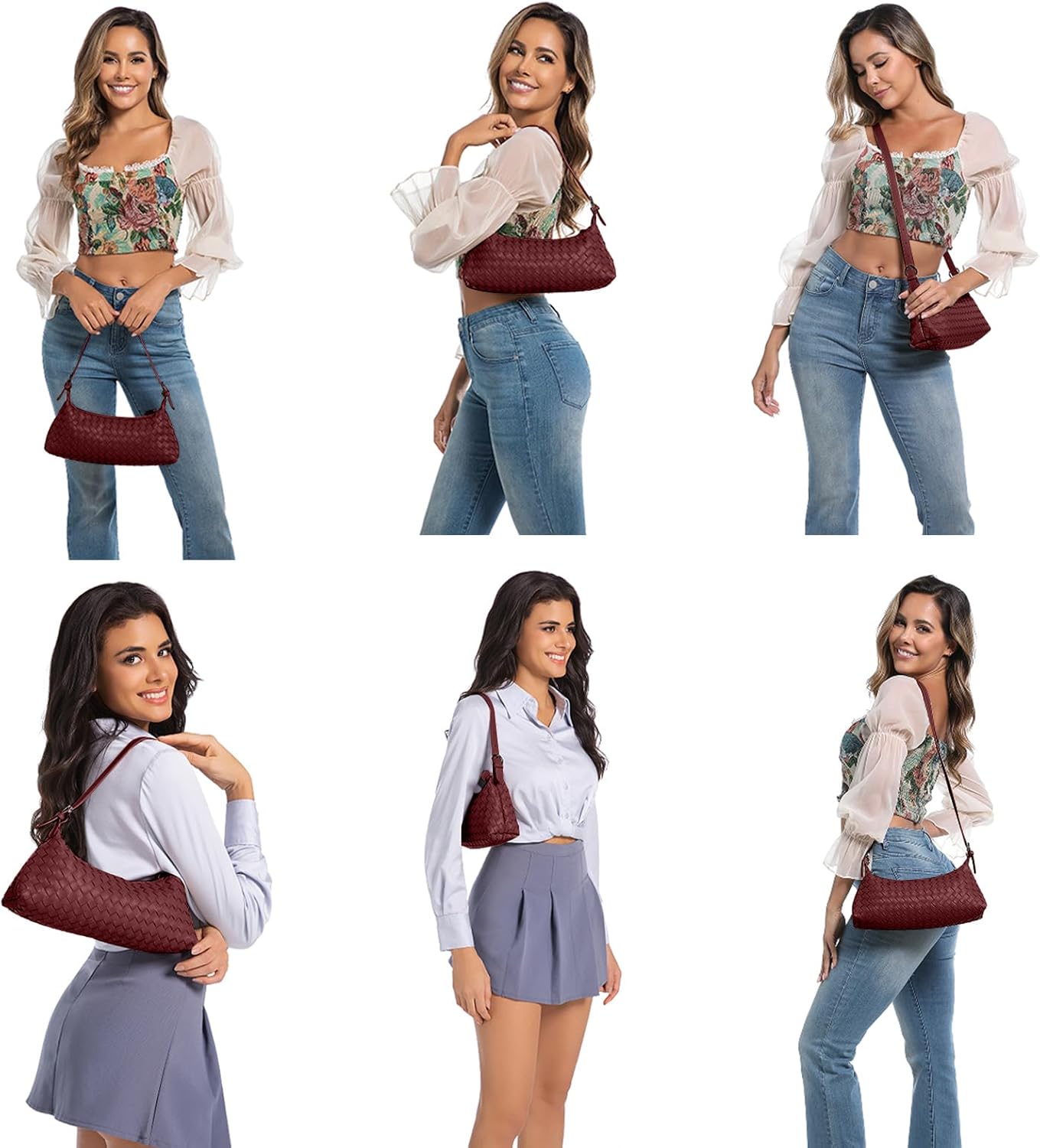 Handbags Shoulder Bags for Women Small Bags Women's Woven Tote Bag Crossbody Handbag Travel Hand Bag Purse Hobo - Image 6