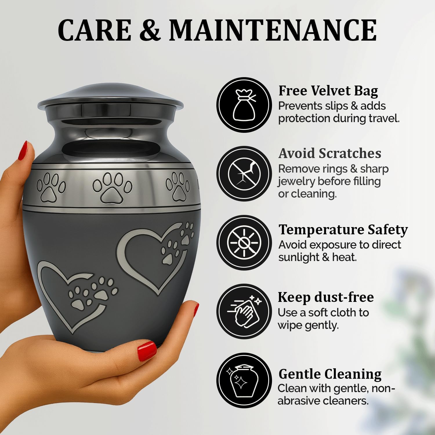 Medium Pet Ashes Urn - Cremation Urn for Dogs & Cats – Paw Print Memorial Urn - Holds Cremated Remains of Pets Up to 55 lbs - Elegant Design to Honor Your Furry Friend - Slate Gray