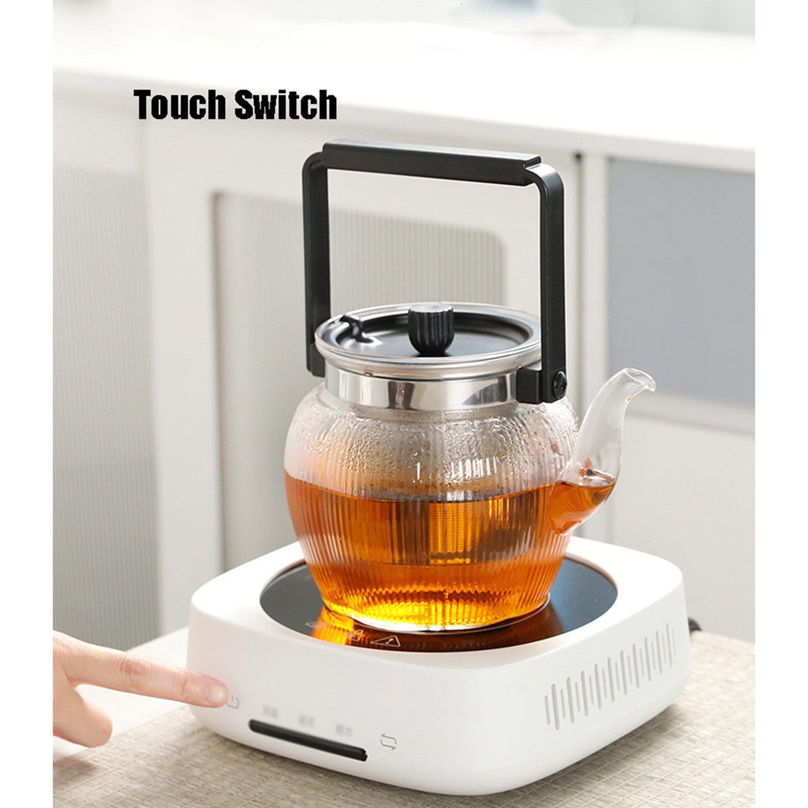 1000W Mini Touch wyciszenie elektryczny piec ceramiczny szklany garnek garnek ceramiczny żelazny garnek uniwersalny wrząca woda ekspres do herbaty gospodarstwa domowego 220V,Black